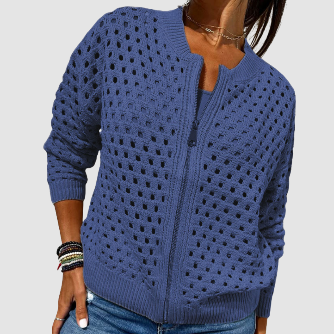 Nevara – Con Zip Frontale, Lavorato a Maglia, Cardigan