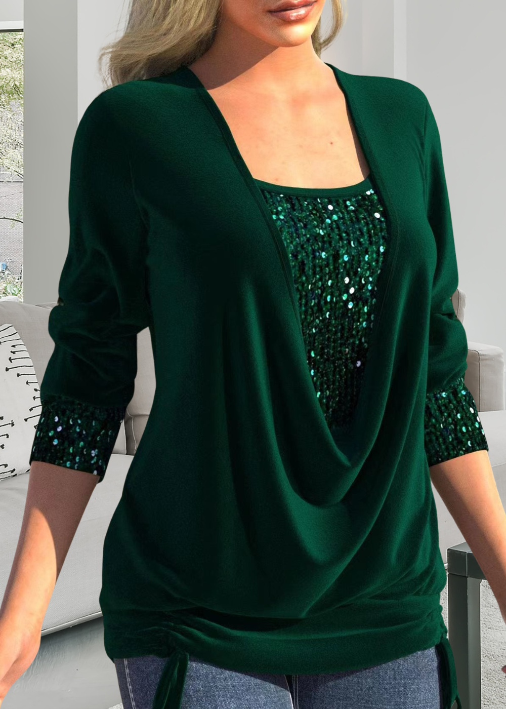 Rivena – A Due Pezzi con Paillettes Set di Top