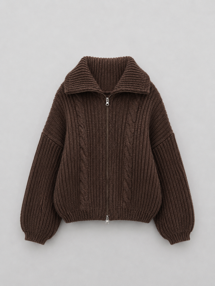 Velira – Con Zip Frontale in Maglia a Trecce, Cardigan