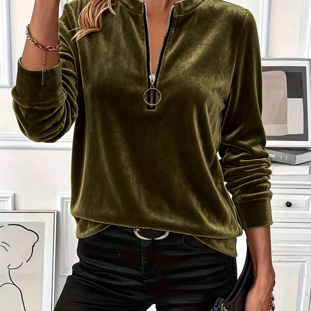 Mireva – Mezza Zip in Velour Maglione