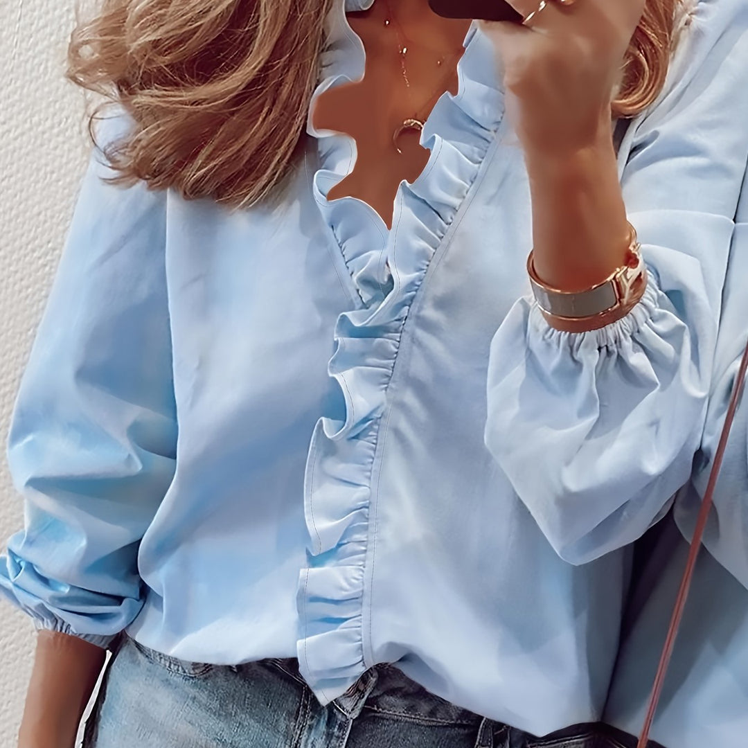 Noreli – Ruches e Scollo a V, Blusa