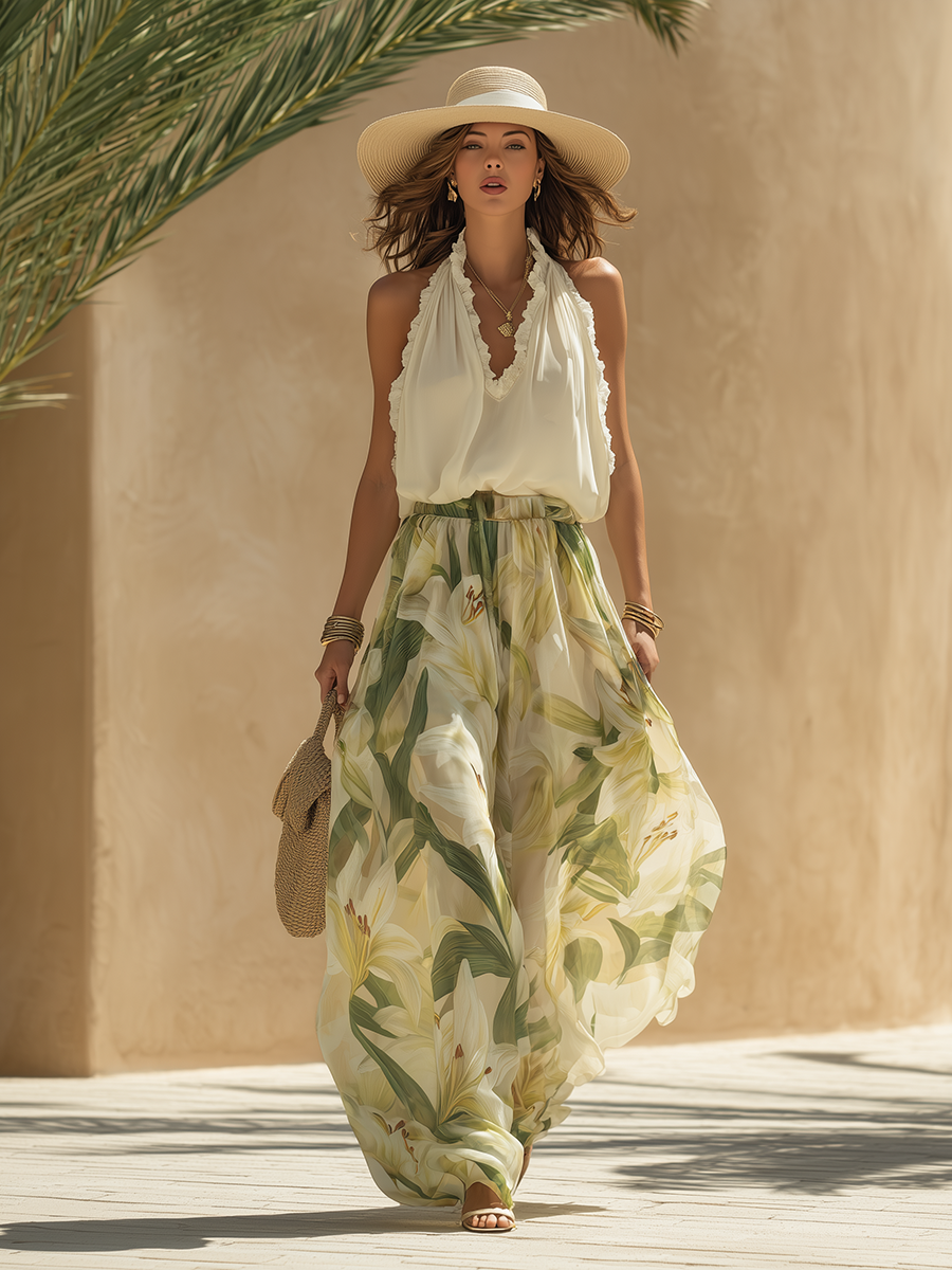Erelle – Collo All'Americana e Volant in Chiffon Completo