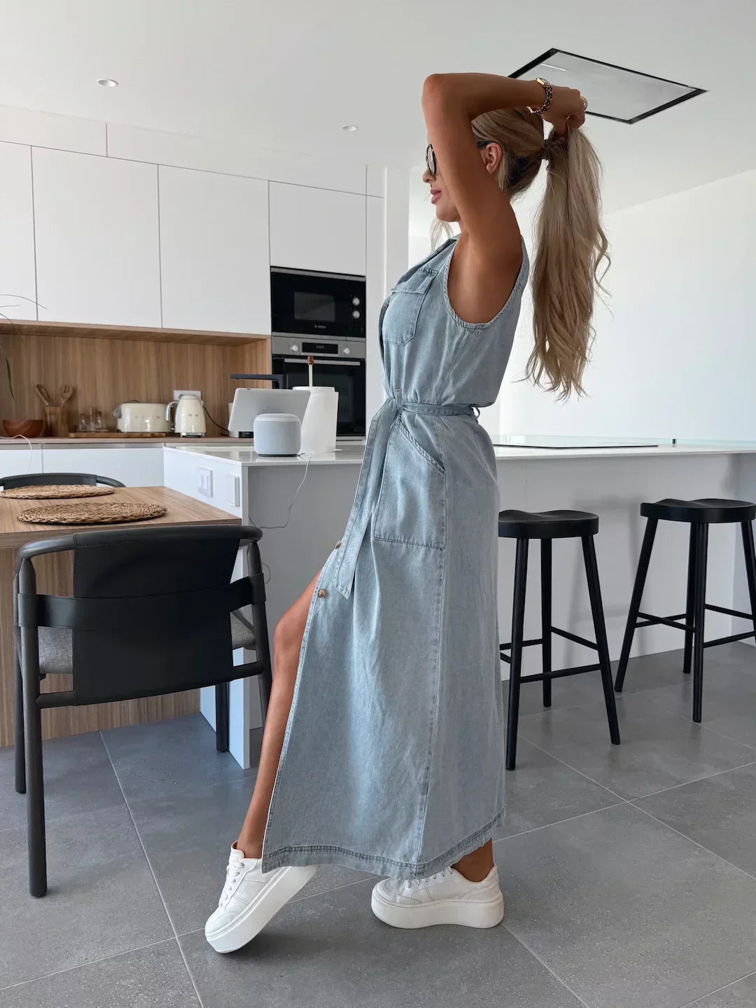 Lysena – Abito in Denim con Bottoni