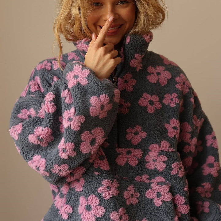 Avenli – Stampa Floreale in Pile Maglione