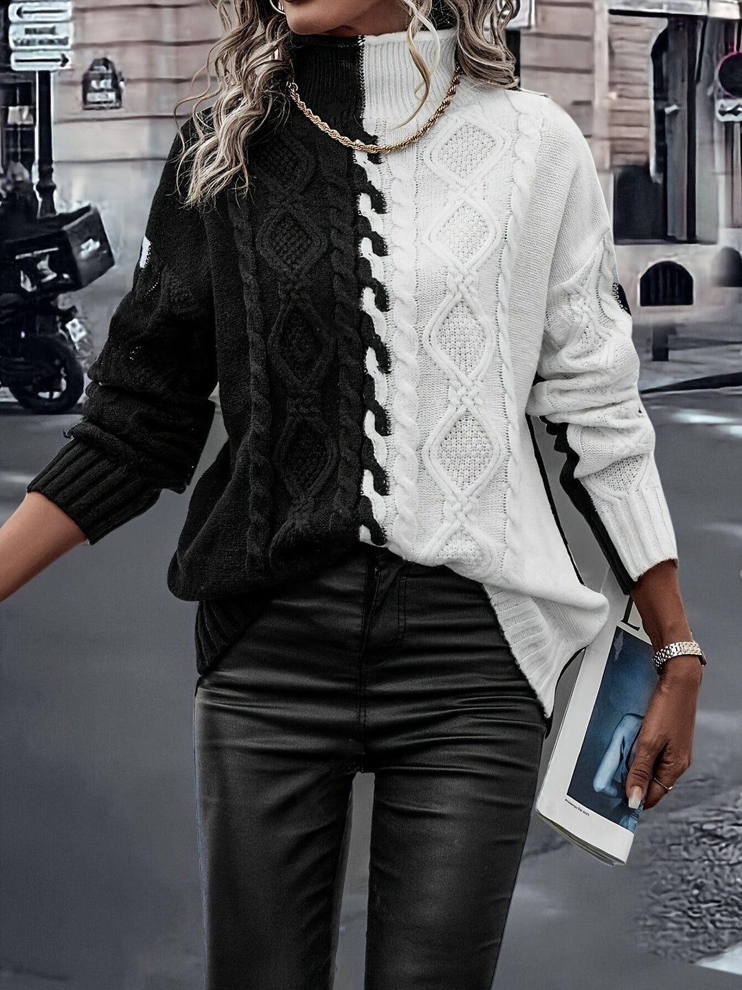 Vesina – Collo Alto con Lavorazione a Treccia, Maglione