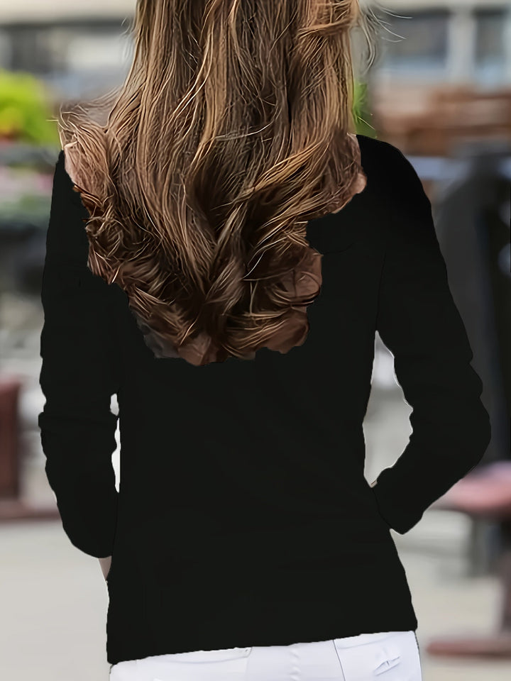 Selara – A Maniche Lunghe con Collo Alto in Maglia Stretch, T-Shirt