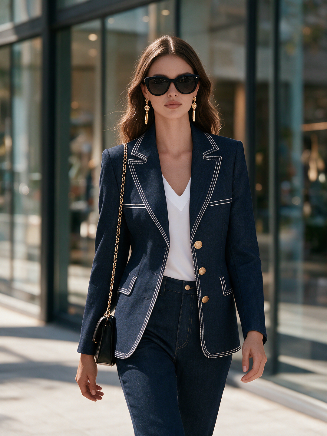 Orlise – Con Bottoni Dorati in Denim, Blazer