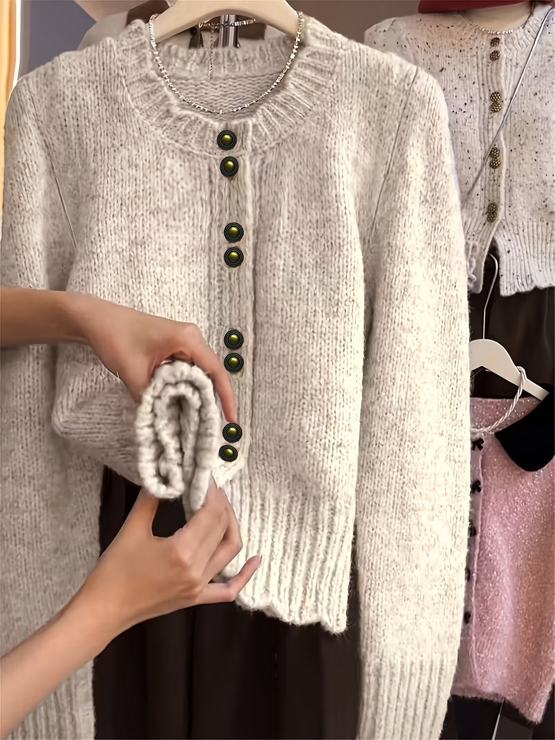 Rilena – A Bottone Singolo in Maglia Cardigan