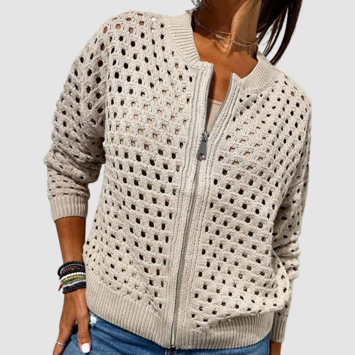 Nevara – Con Zip Frontale, Lavorato a Maglia, Cardigan