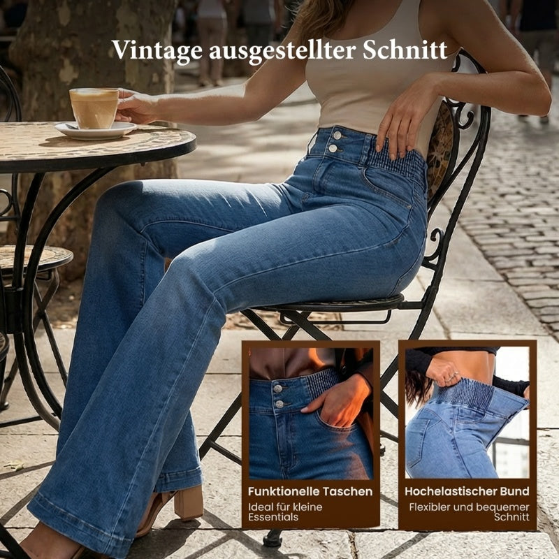 Rilena – A Vita Alta e Svasati in Denim Stretch Jeans