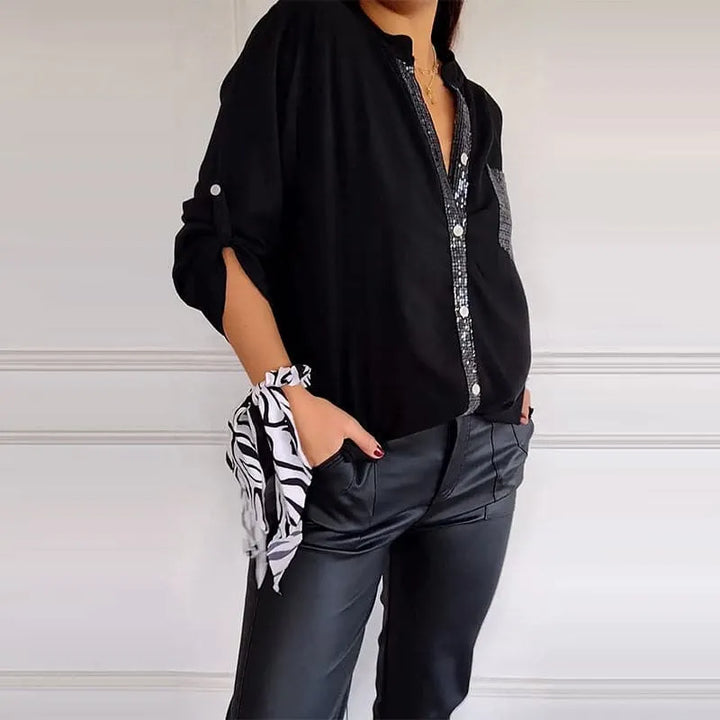 Calyra – Con Placca di Paillettes in Cotone, Top