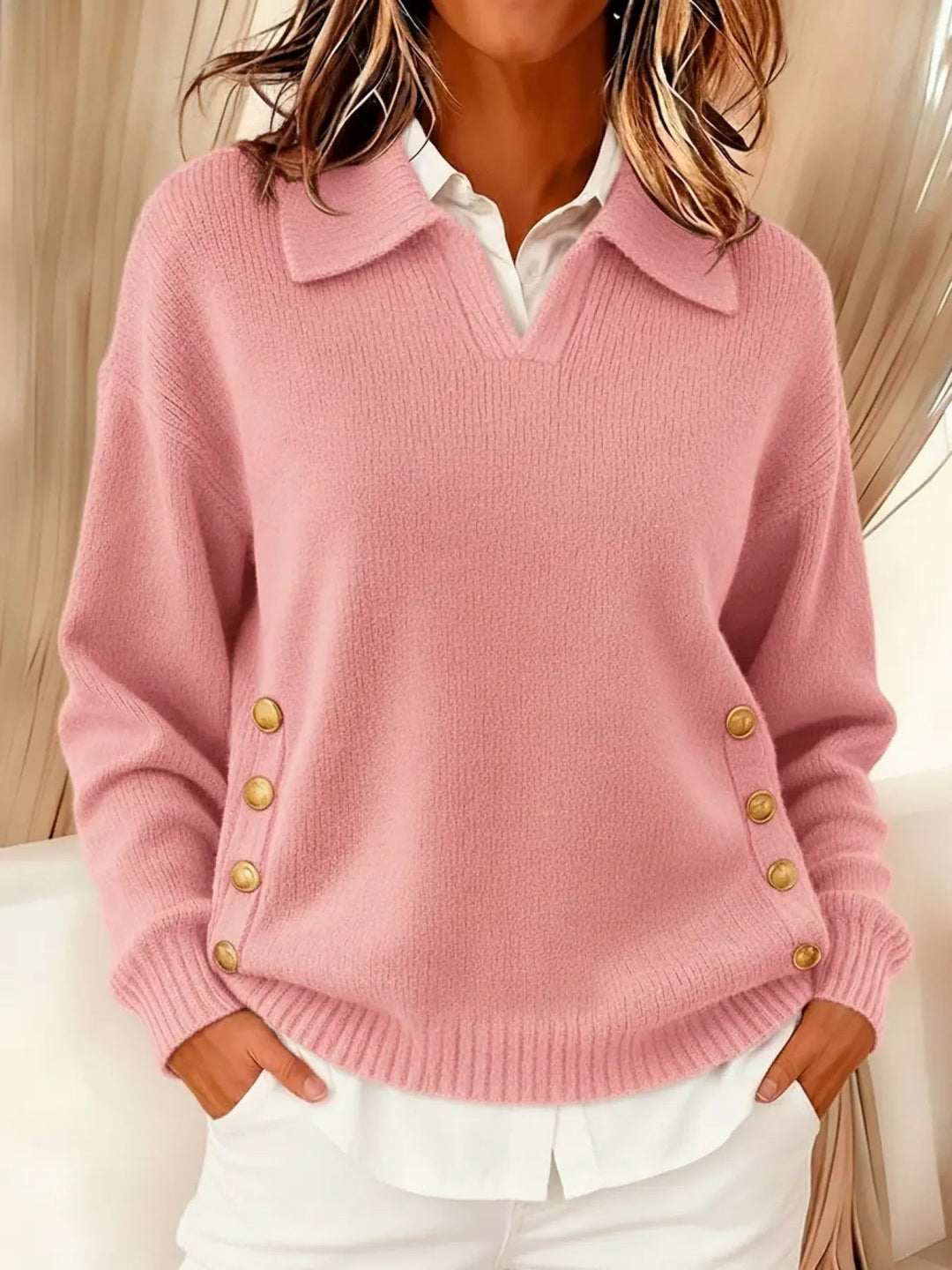 Navira – Collo Polo con Bottone Laterale – Maglione