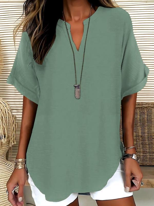 Arlise – Collo a V in Tessuto Piano, Blusa