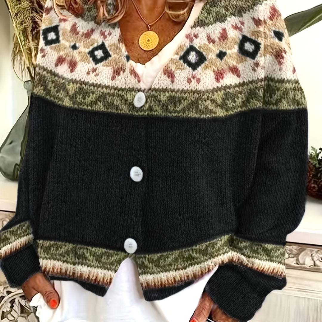 Mireva – A Blocchi di Colore in Maglia Cardigan