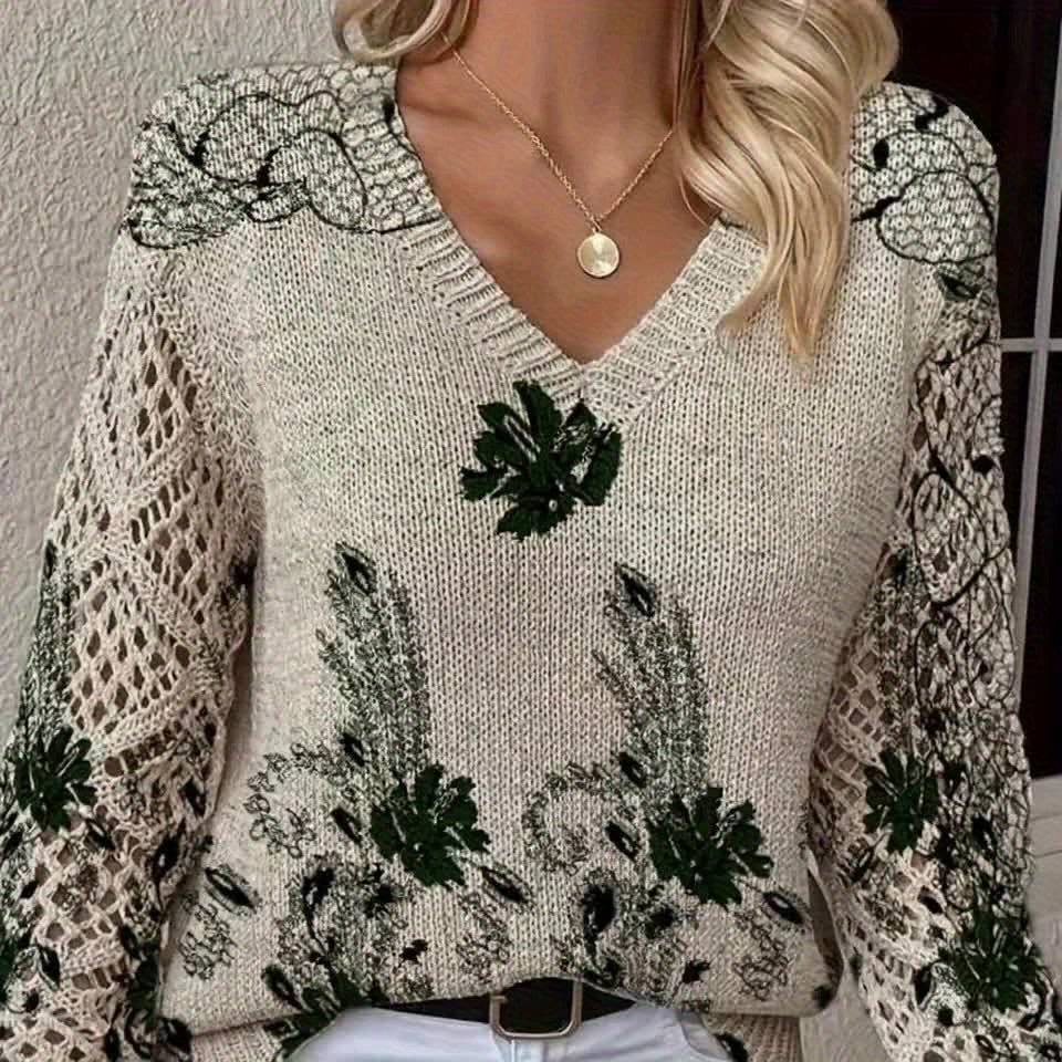 Aunira – Stampa Floreale in Maglia, Maglione