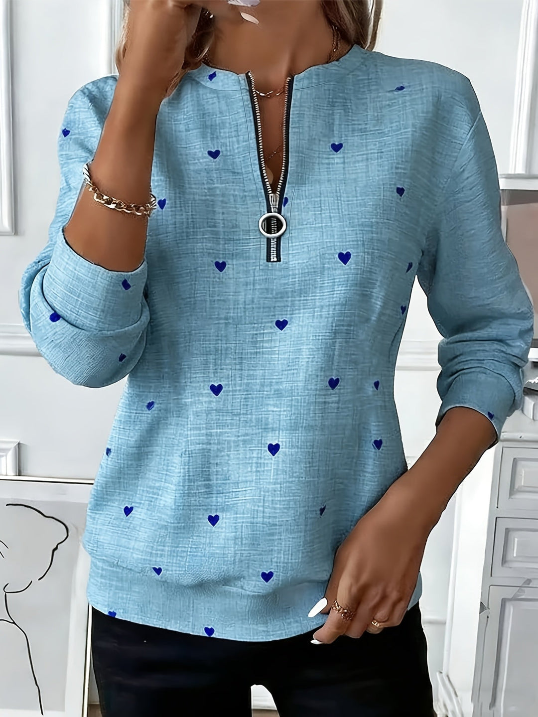 Renali – Mezza Zip con Cuore in Maglia, Felpa