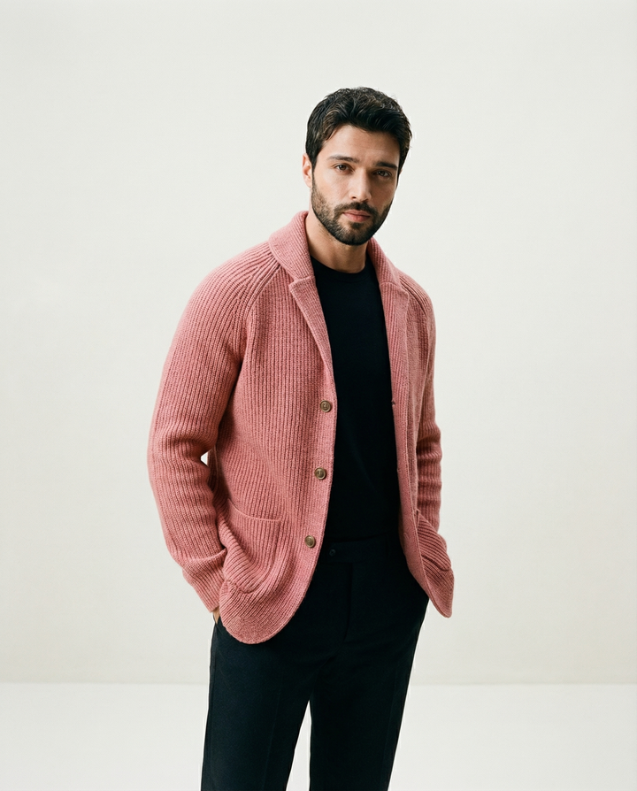 Con Collo a Sciarpa in Misto Lana Cardigan