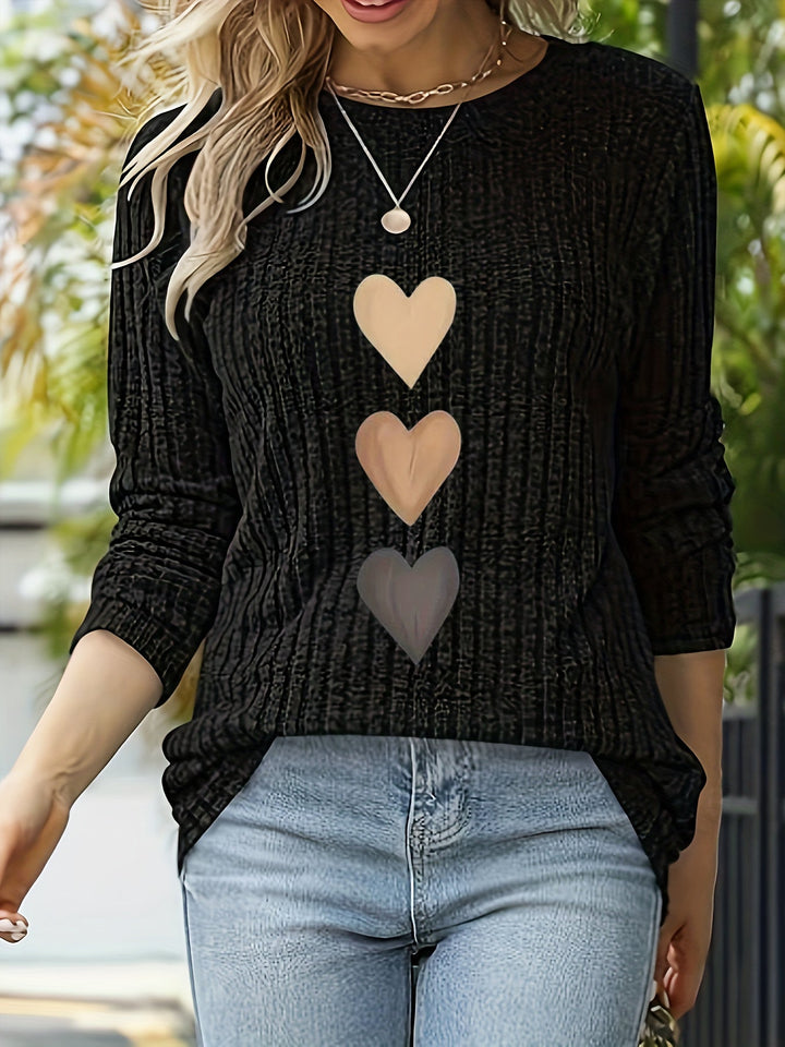 Mevara – Top a Righe con Stampa a Cuore