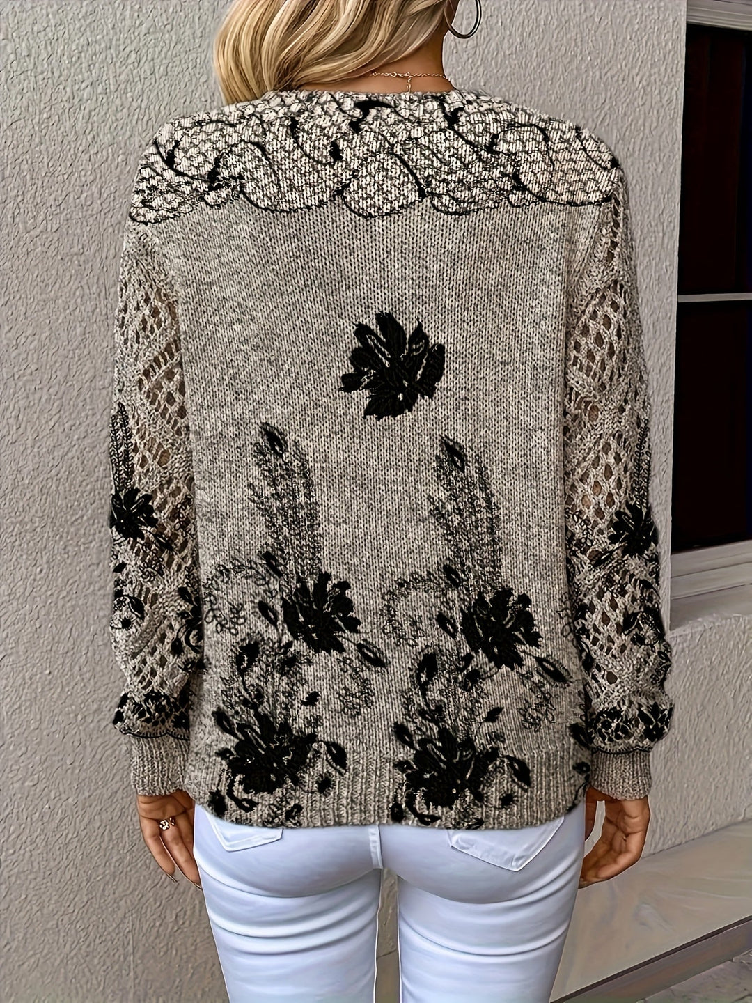 Aunira – Stampa Floreale in Maglia, Maglione