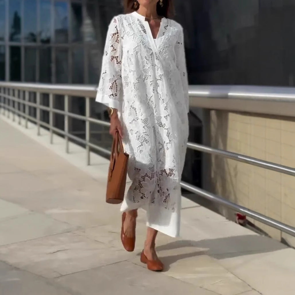 Mevara – Trasparente in Pizzo, Abito Maxi
