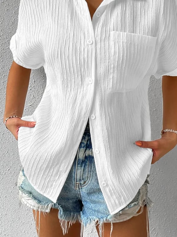 Navira – Collo a Camicia in Misto Cotone, Blusa