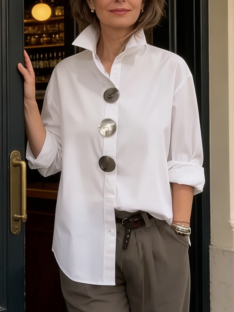 Avenya – Collo Alzato in Cotone-Lino, Blusa