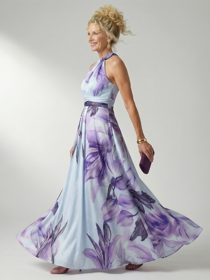 Mevara – Scollo All'Americana e Stampa Floreale, Abito Maxi