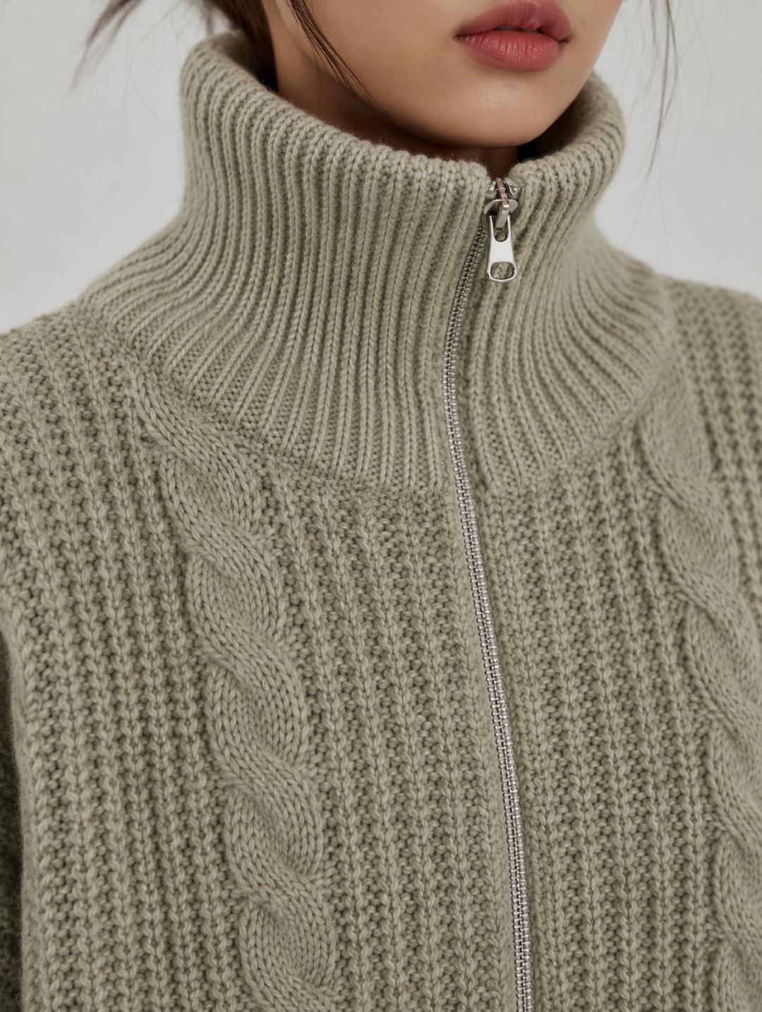 Velira – Con Zip Frontale in Maglia a Trecce, Cardigan