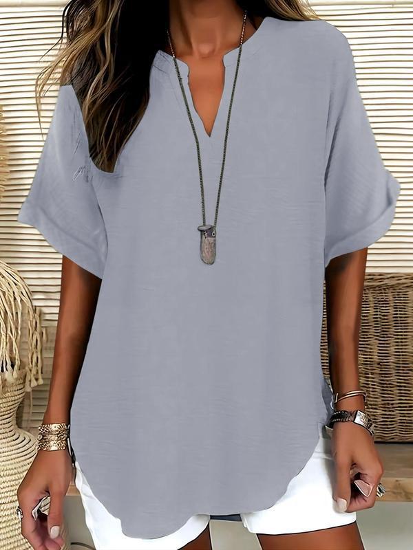 Arlise – Collo a V in Tessuto Piano, Blusa