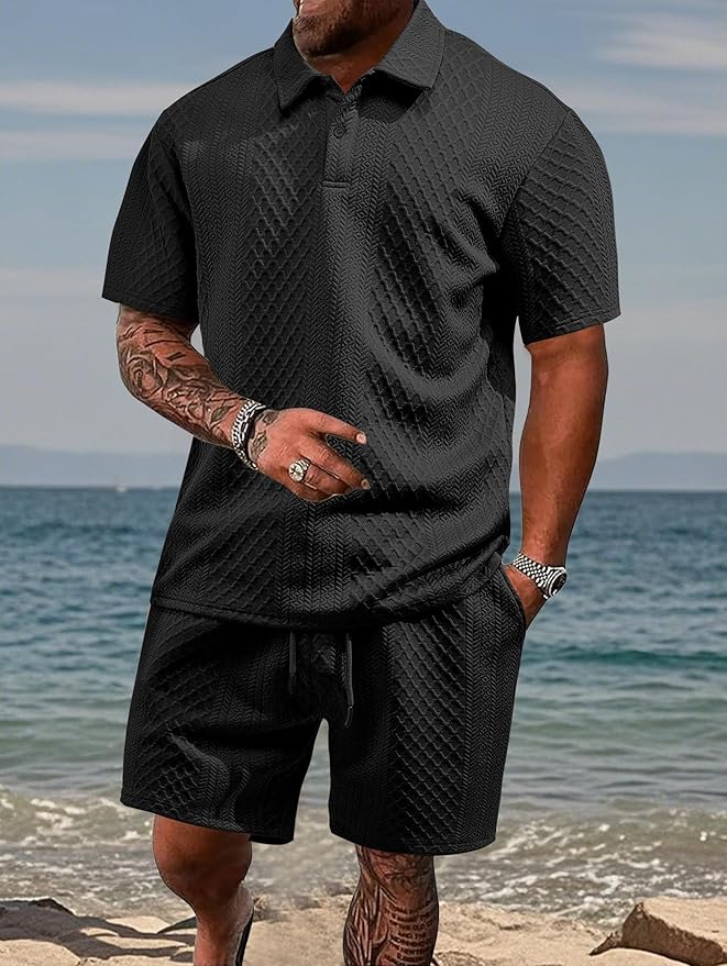 Varlo – Set in Tessuto Testurizzato con Polo e Pantaloni Corti