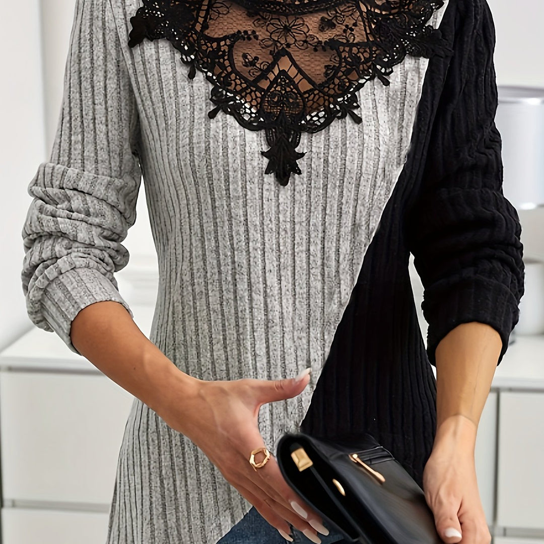 Rilena – Con Pizzo a Contrasto in Maglia Maglione