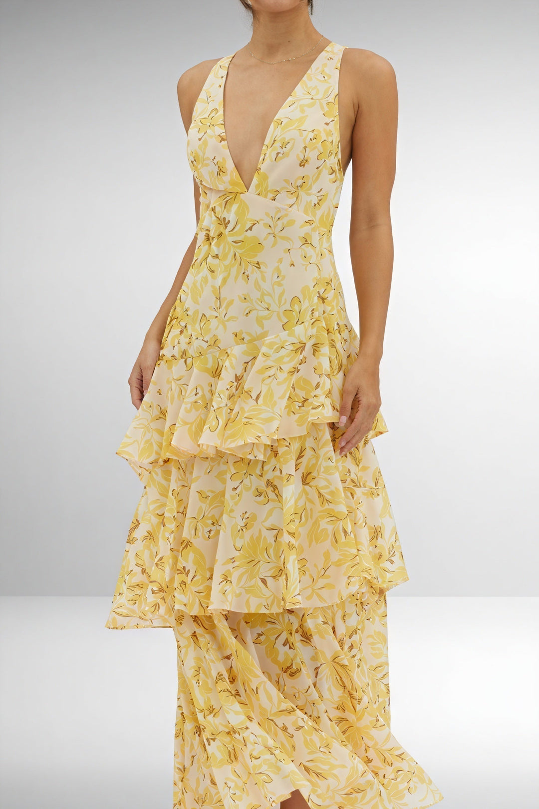 Luniva – Scollo a V con Stampa Floreale, Abito Maxi