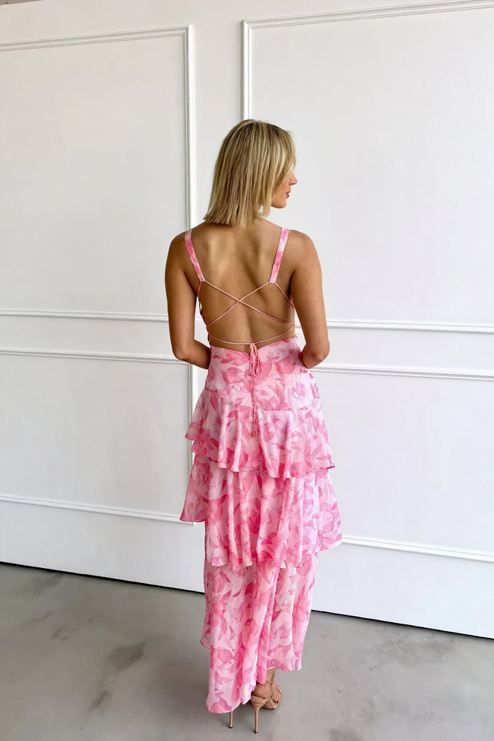 Luniva – Scollo a V con Stampa Floreale, Abito Maxi