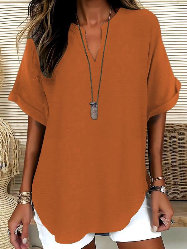 Arlise – Collo a V in Tessuto Piano, Blusa