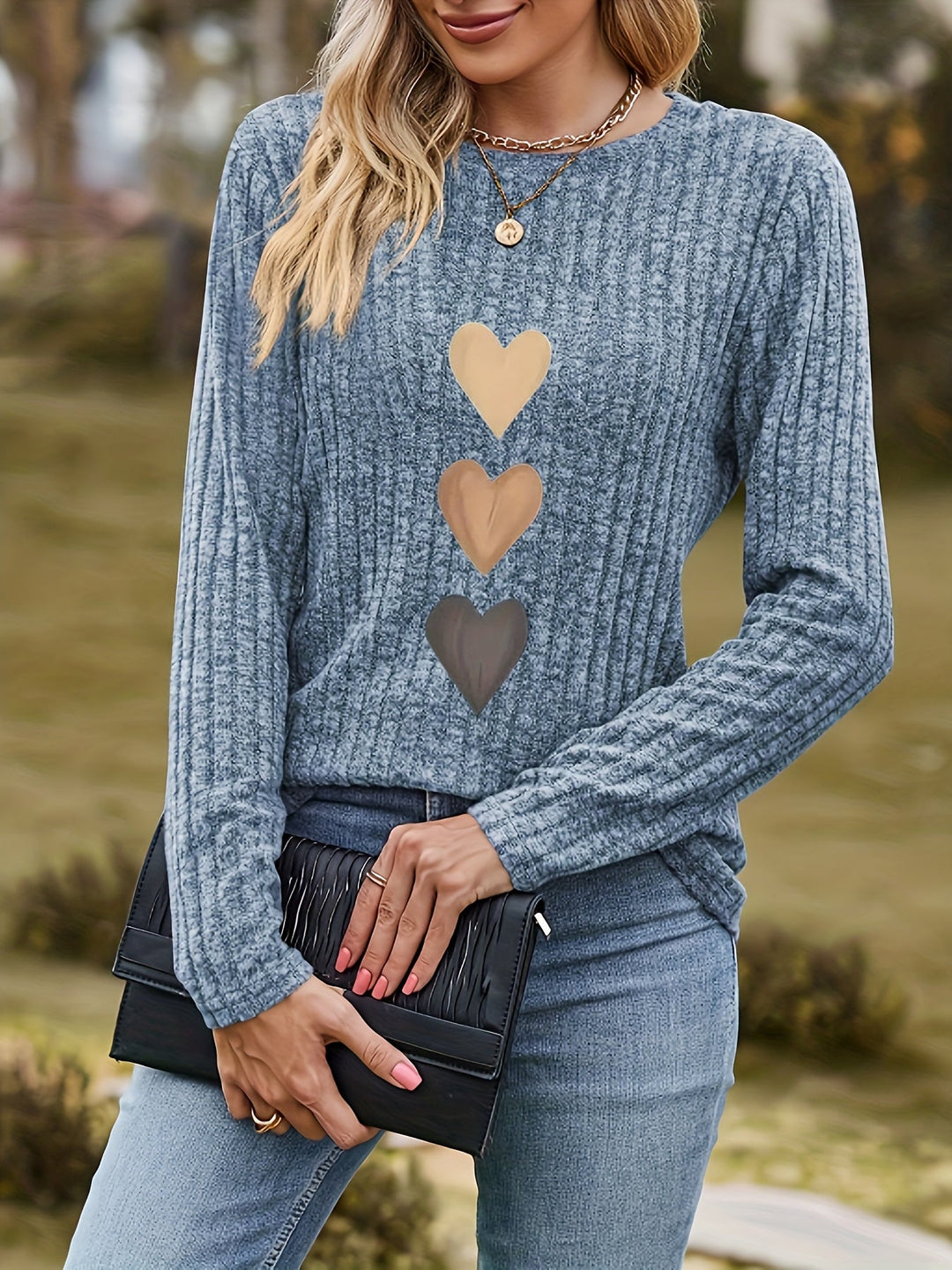 Mevara – Top a Righe con Stampa a Cuore