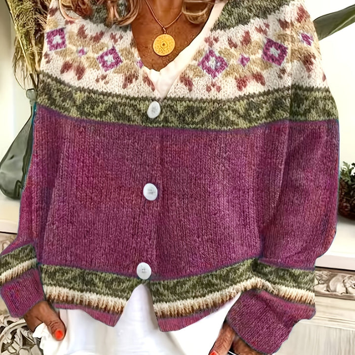 Mireva – A Blocchi di Colore in Maglia Cardigan