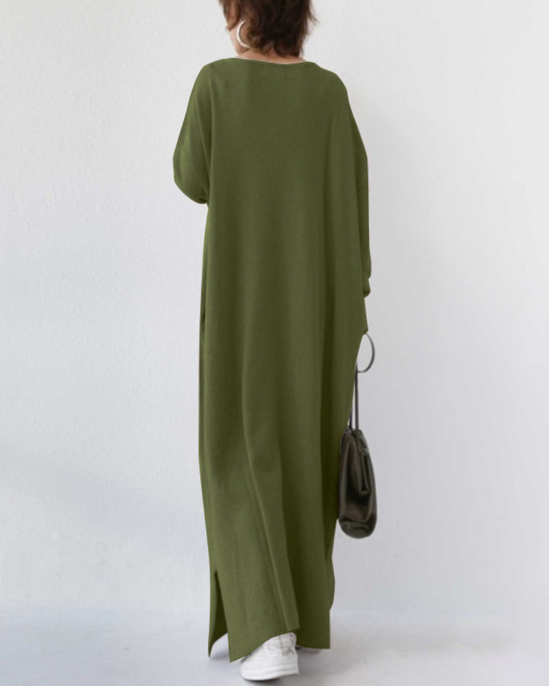 Novira – Scollatura a V Profonda in Tricot, Abito Maxi