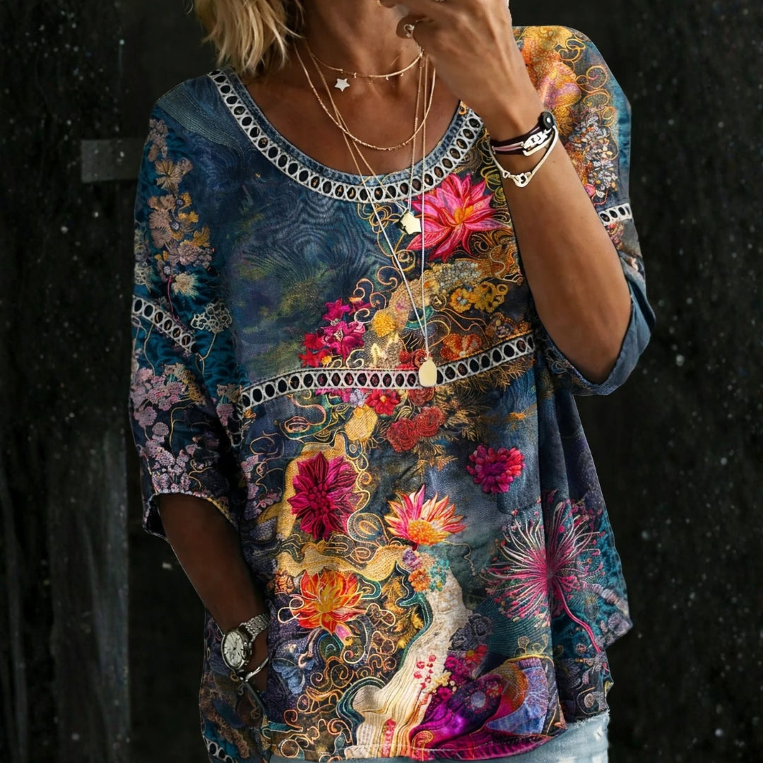 Nivara – Stampa Floreale in Denim, Camicia