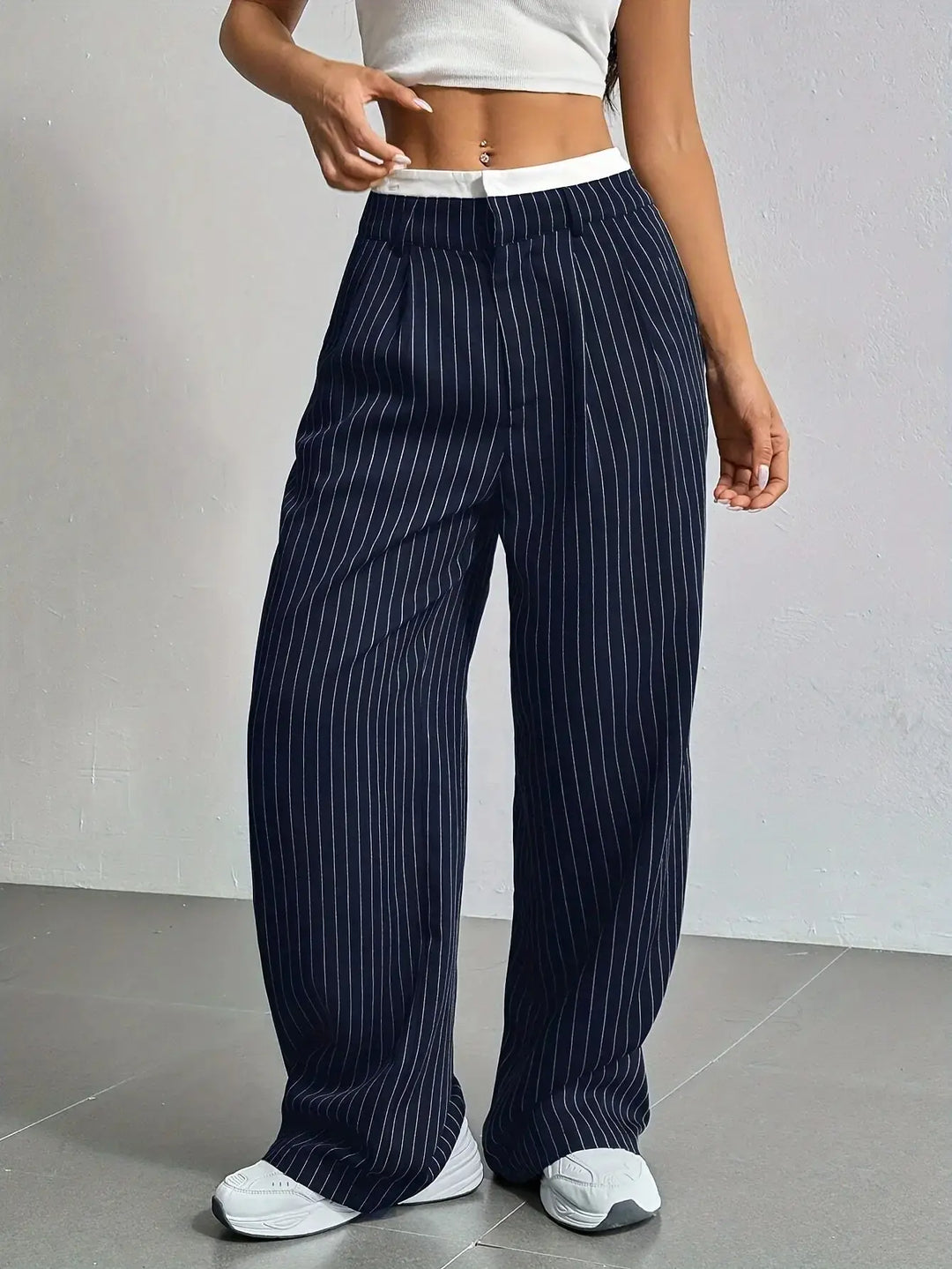 Anevia – Pantaloni a Righe a Vita Alta
