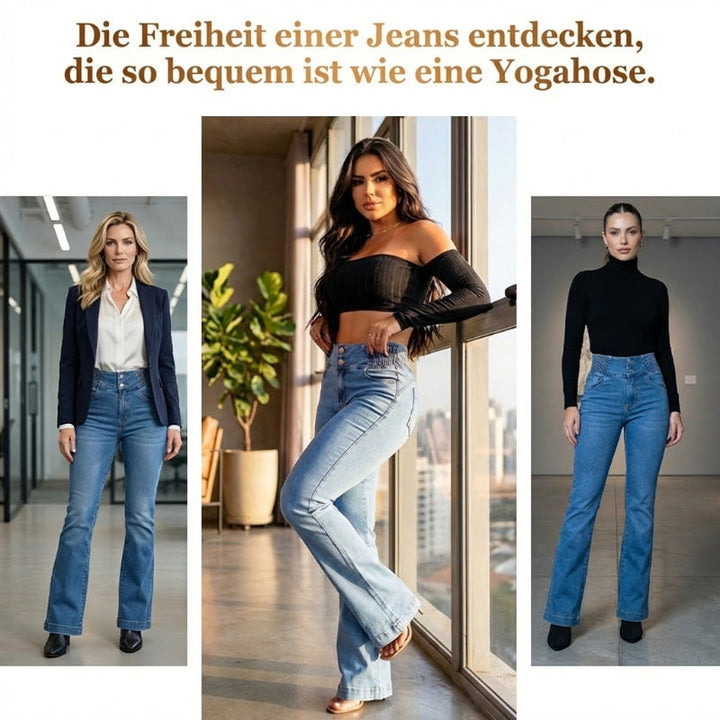 Rilena – A Vita Alta e Svasati in Denim Stretch Jeans