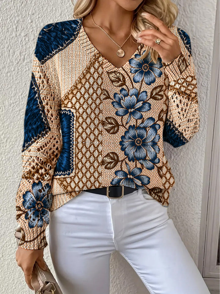 Zivora – Top in Maglia a Blocchi di Colore