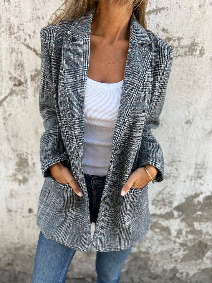 Vesara – Revers Dentellato A Quadri Blazer