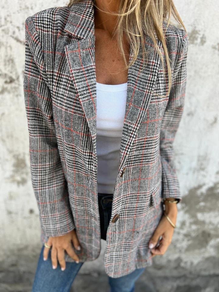 Vesara – Revers Dentellato A Quadri Blazer