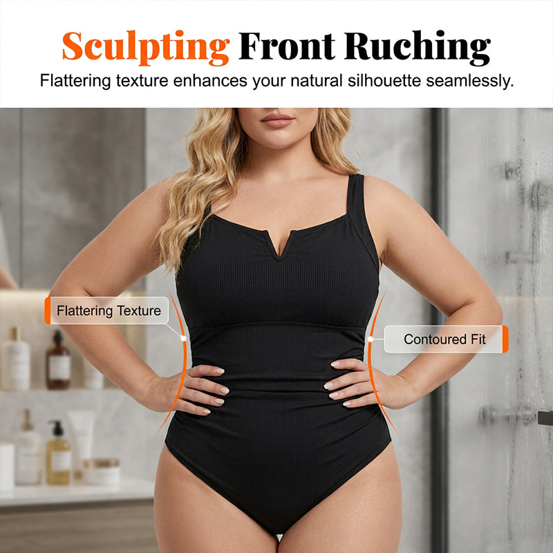 Vesara – Con Ruches Frontali, a Coste, Costume da Bagno Intero
