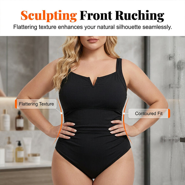 Vesara – Con Ruches Frontali, a Coste, Costume da Bagno Intero