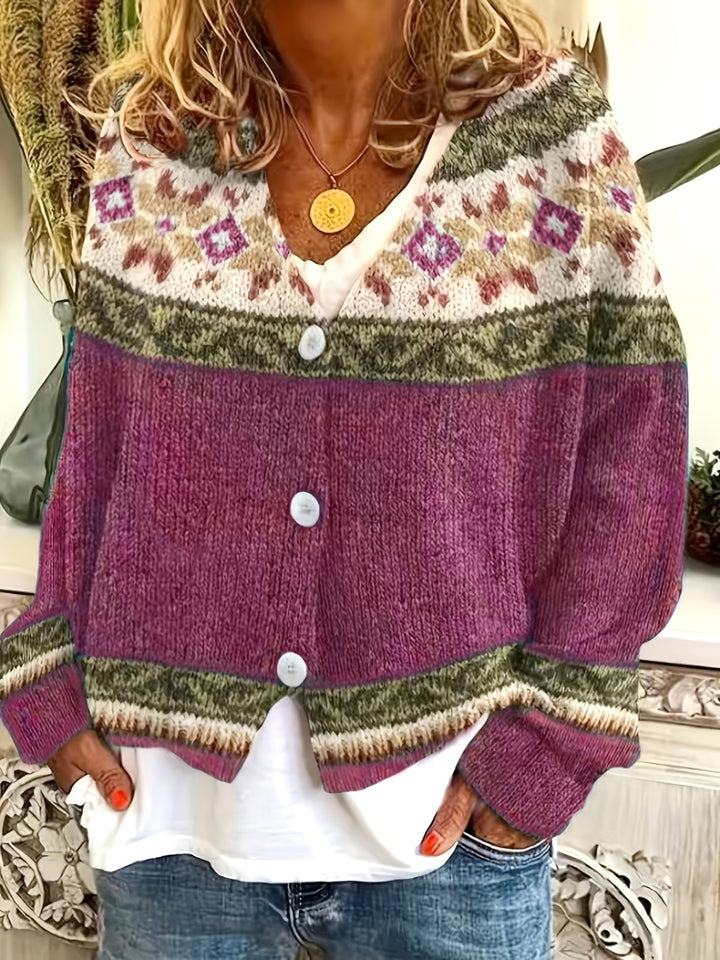 Mireva – A Blocchi di Colore in Maglia Cardigan