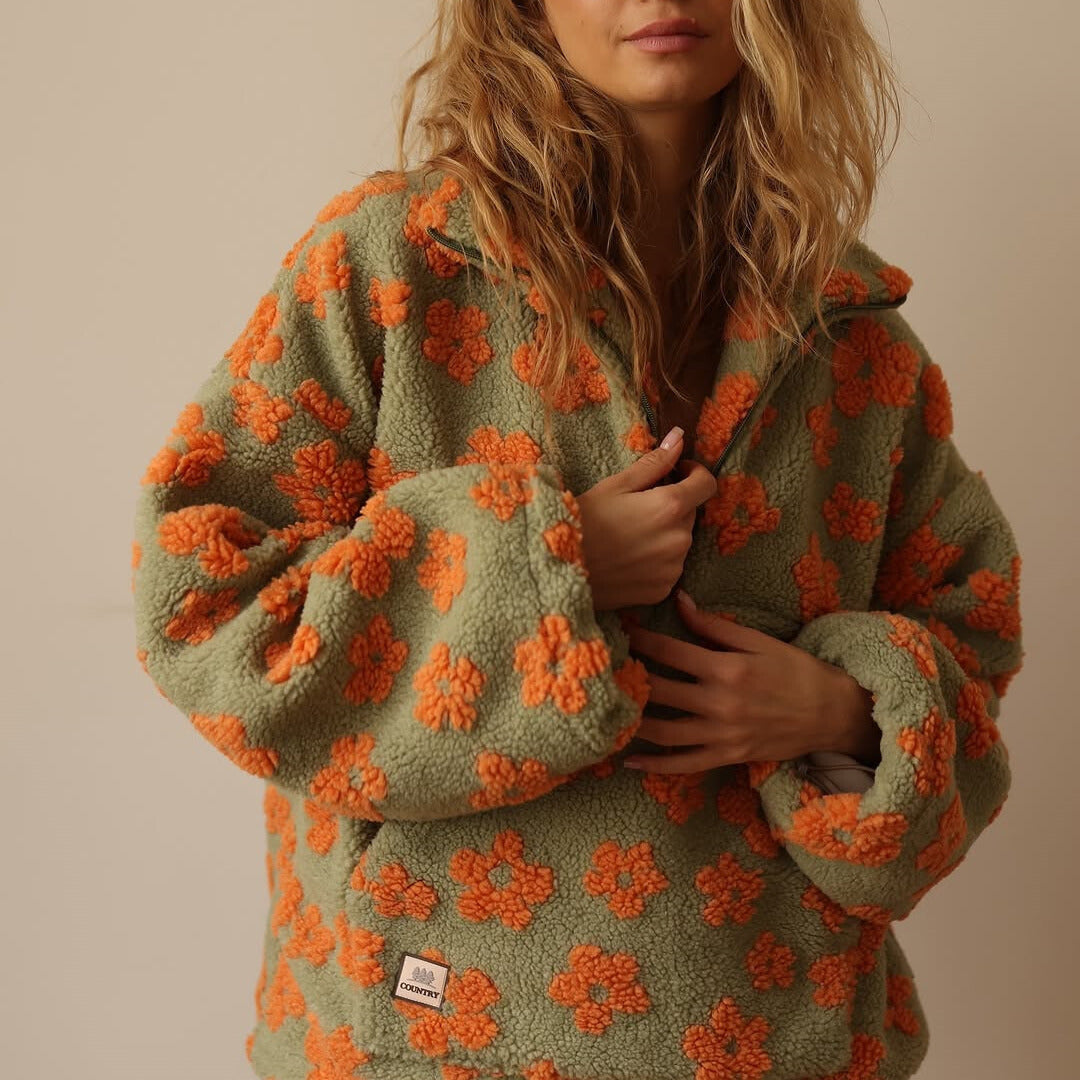 Avenli – Stampa Floreale in Pile Maglione
