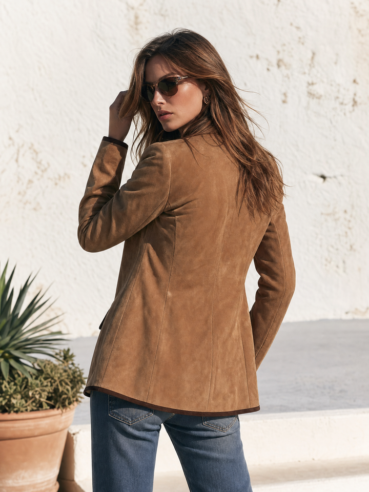 Relani – Bordo a Contrasto in Finta Pelle Scamosciata, Blazer