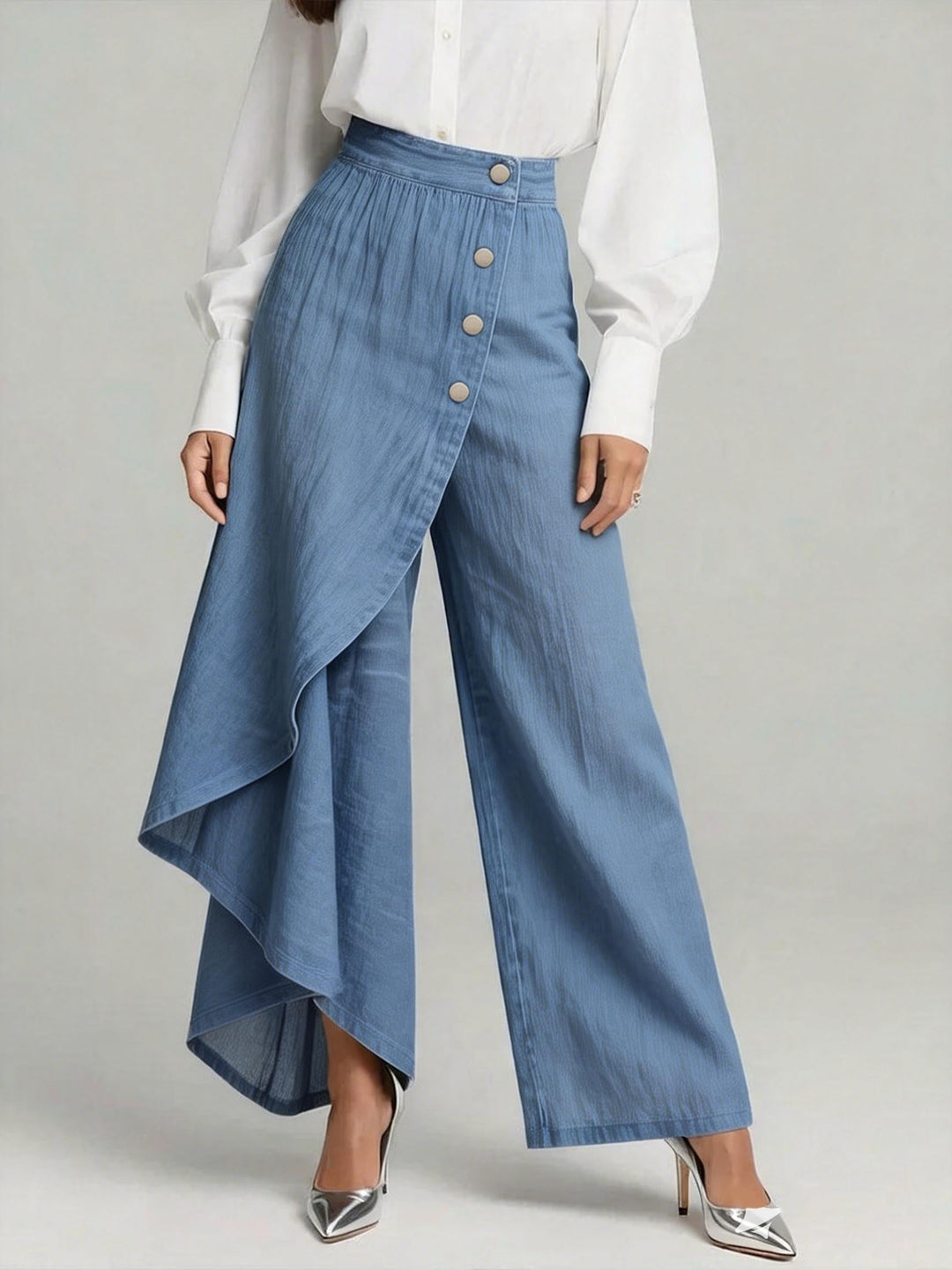Vesara – A Gamba Larga in Lino-Cotone – Pantaloni