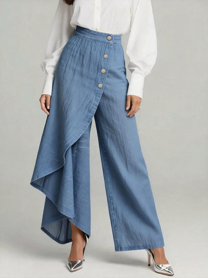 Vesara – A Gamba Larga in Lino-Cotone – Pantaloni